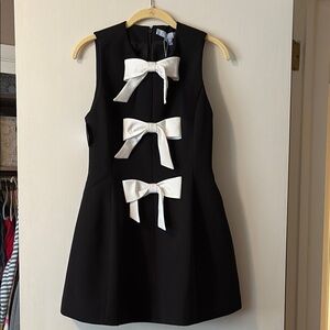HHH The Blythe Bow Dress - Black Dress with White Bows